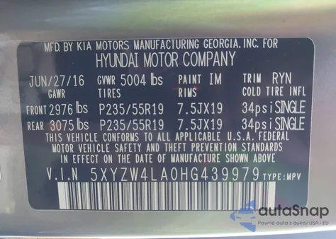 2017 Hyundai Santa Fe Sport 2.0T Ultimate из США, поврежденный, VIN 5XYZW4LA0HG439979